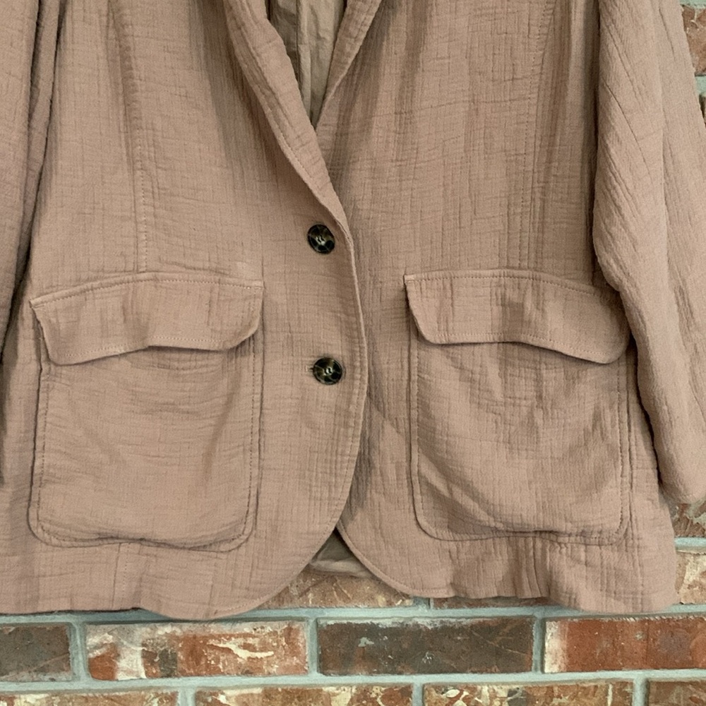 Madewell Relaxed Women's Larsen Cotton Linen 1X Button Front Blazer Jacket EUC - Picture 8 of 15